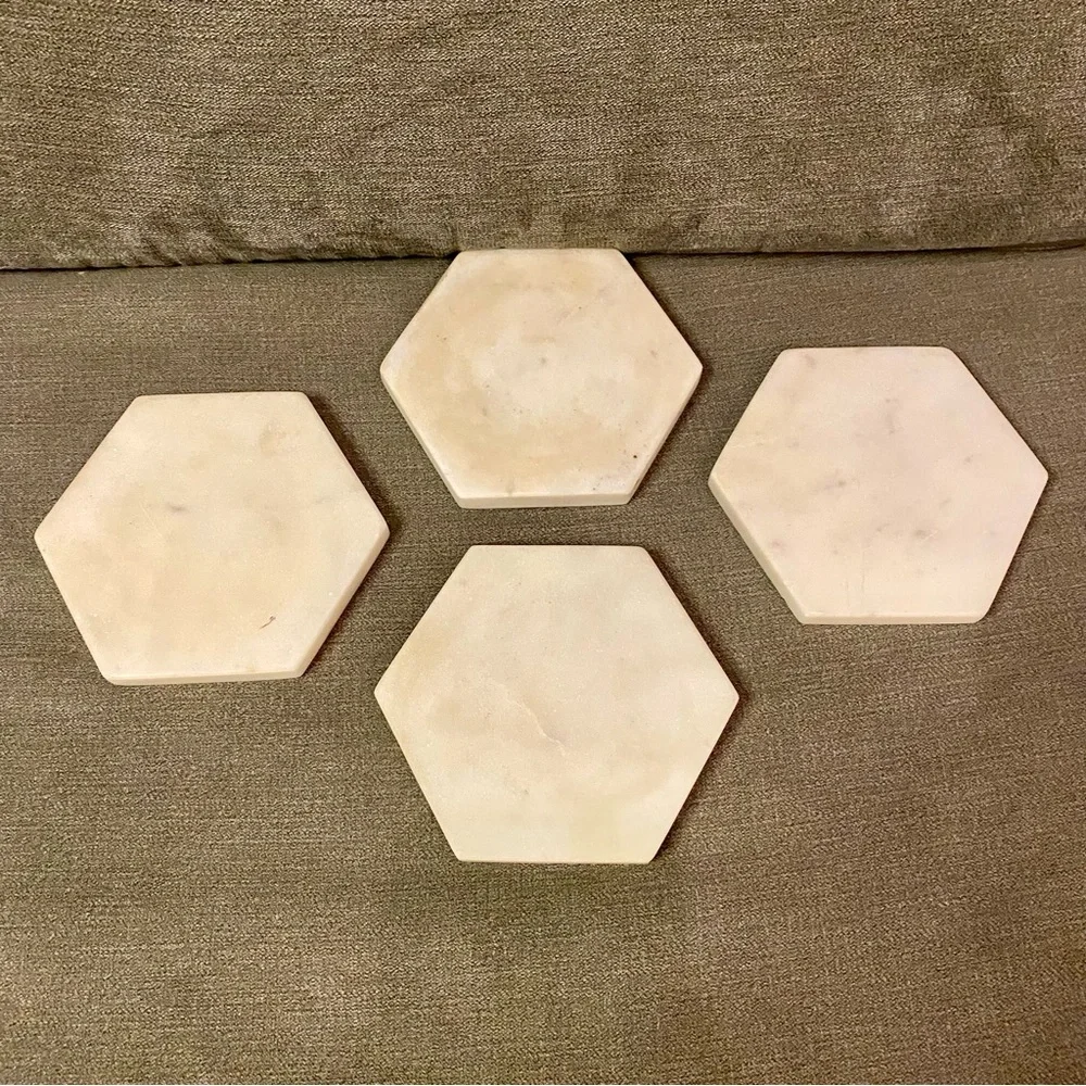 Hexagonal Marble Coasters Set